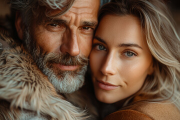 Spouses embracing each other warmly after a long day apart. Concept of reunion and love. Generative Ai.