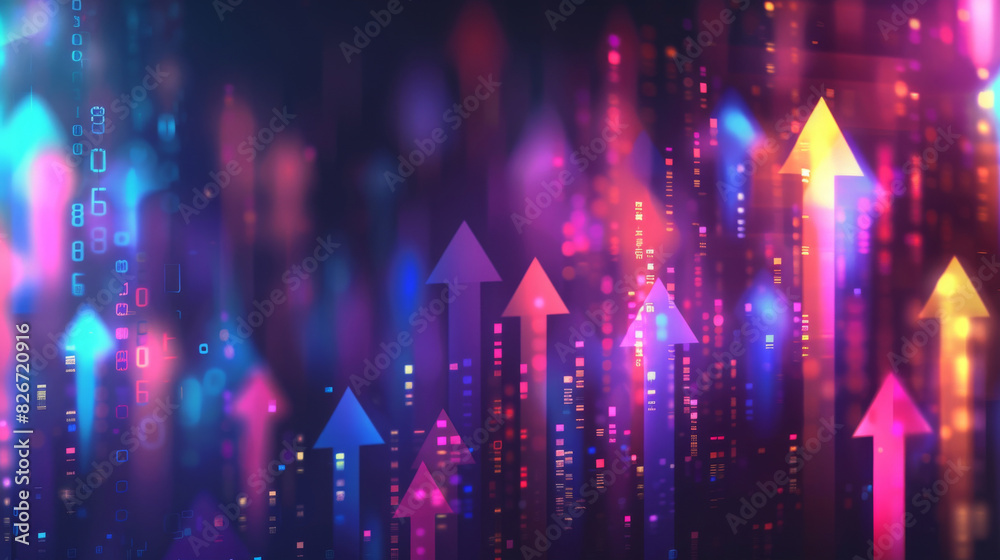 Poster abstract digital background with rising arrows indicating data growth or success trends