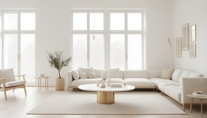 Fototapeta premium white and gold theme interior modern minimalism photo realism