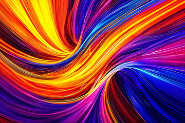 Naklejka premium A vibrant and colorful abstract design, with swirling patterns of red, yellow, blue and purple hues creating a dynamic and eye-catching visual effect.