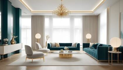 Fototapeta premium white and gold theme interior modern minimalism photo realism