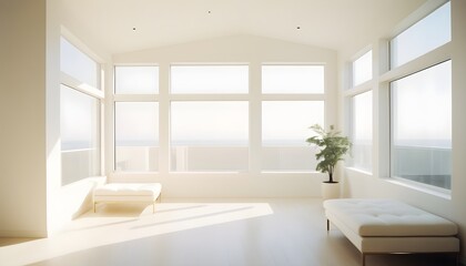 white and gold theme interior modern minimalism photo realism