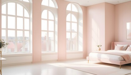 white and gold theme interior modern minimalism photo realism