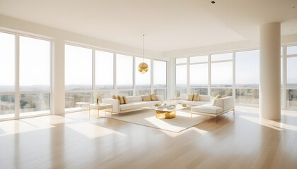 Fototapeta premium white and gold theme interior modern minimalism photo realism