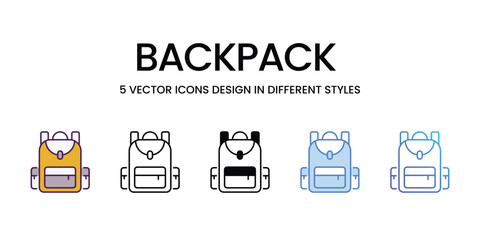 Backpack vector icons set stock illustration
