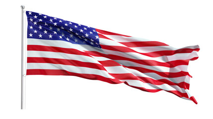 Fototapeta premium American flag waving in the wind isolated on transparent background.