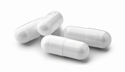 white matt drug capsules isolated on a white background