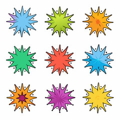 set of Multicolor powder explosion on White background	