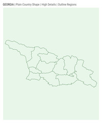 Fototapeta premium Georgia plain country map. High details. Outline regions style. Shape of Georgia. Vector illustration.
