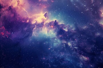 A surreal and colorful representation of a nebula in a starfilled galaxy
