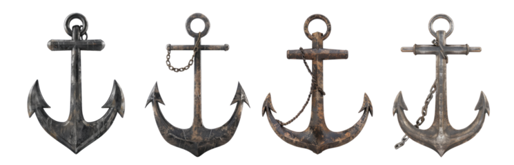 Anchors isolated on transparent background.