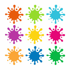 set of Multicolor powder explosion on White background	