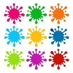 set of Multicolor powder explosion on White background	

