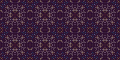 Vector cross stitch Boho background, Knitted ethnic pattern, Embroidery diagonal ethnic style, seamless pattern jacquard classic, Design for textile, fabric, cloth, wallpaper, sweater