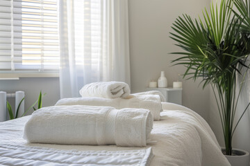 A serene spa retreat offering a range of luxurious treatments, from massages to facials, designed to pamper guests and promote relaxation. Generative Ai.