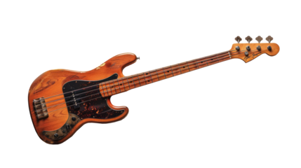 Bass guitar isolated on transparent background.
