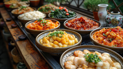 Obraz premium composition of various Asian food in bowls