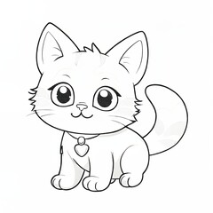 Cute cat coloring page|coloring book page|line art for kids and adults