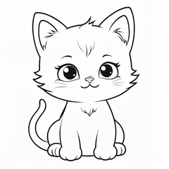 Obraz premium Cute cat coloring page|coloring book page|line art for kids and adults