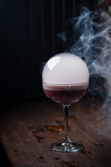 Flavour Blaster clover club cocktail in the smoke