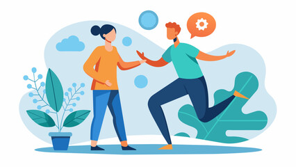 A the guiding a person through a somatic exercise as they use creative movement to process and express difficult memories and emotions.. Vector illustration