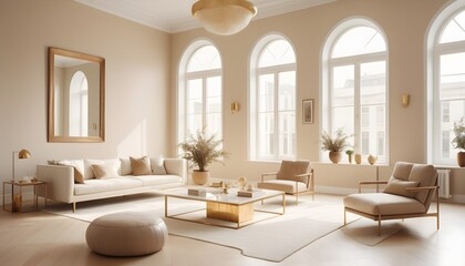 Fototapeta premium white and gold theme interior modern minimalism photo realism