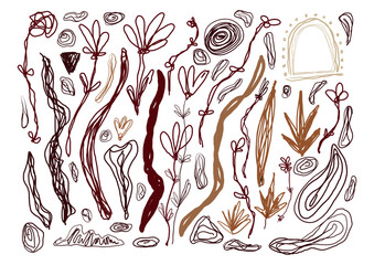 doodle abstract organic floral vector set