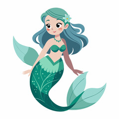 Charming cartoon mermaid: an illustration that takes you to the world of sea tales and myths