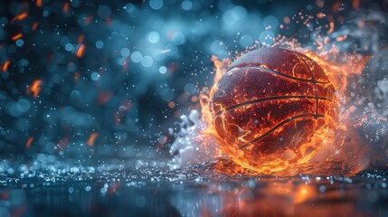 A basketball flying through the air with lightning arcs in motion