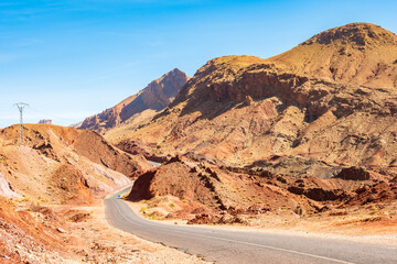 Road in desert mountain landscape in Dades valley, Morocco, North Africa