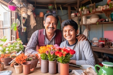 Father-Daughter Bonding in Urban Garden