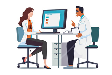 Scientist at work, characters conducting experiments in lab. Vector illustration in flat style
