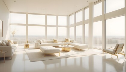 Fototapeta premium white and gold theme interior modern minimalism photo realism