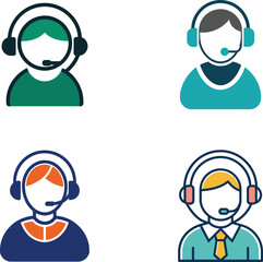 Call Center Colorful Icons Collection  vector illustration