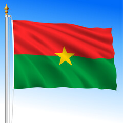 Burkina Faso, official national waving flag, African country, vector illustration