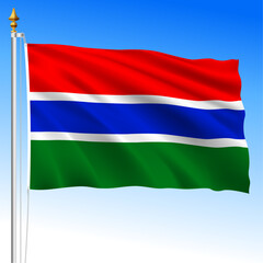 Fototapeta premium Gambia, official national waving flag, african country, vector illustration