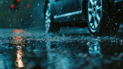 Rain falling on a vehicle