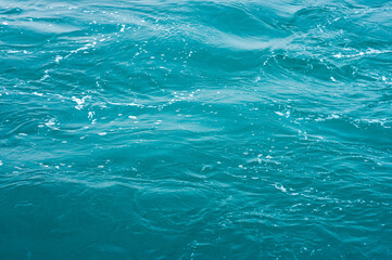 Blue turquoise sea water background. Aerial view