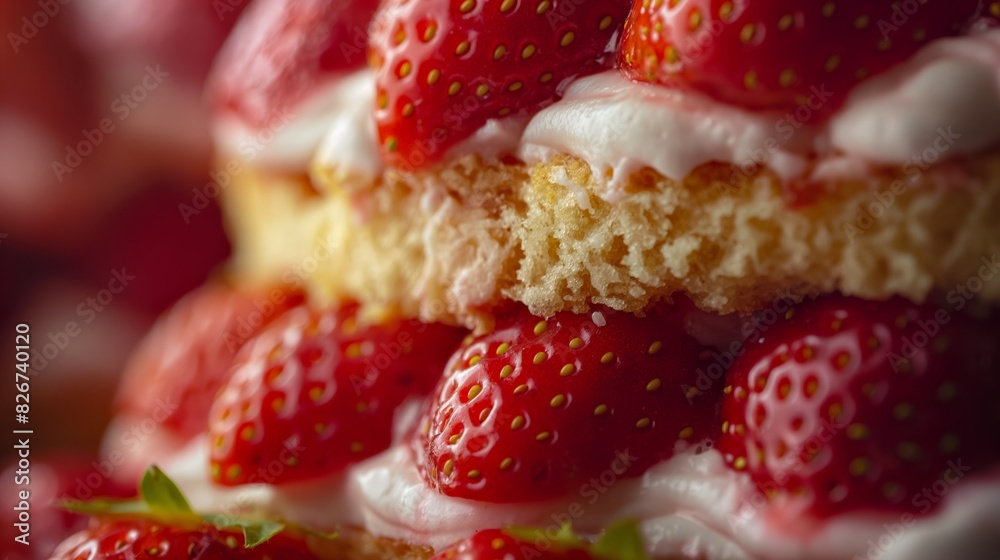 Poster Close up View Highlighting Texture in a Strawberry Shortcakes Layers