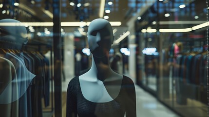 Showcase of clothing store Female mannequins Generative AI