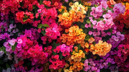 Obraz premium Bougainvillea flowers in full bloom creating a colorful floral display