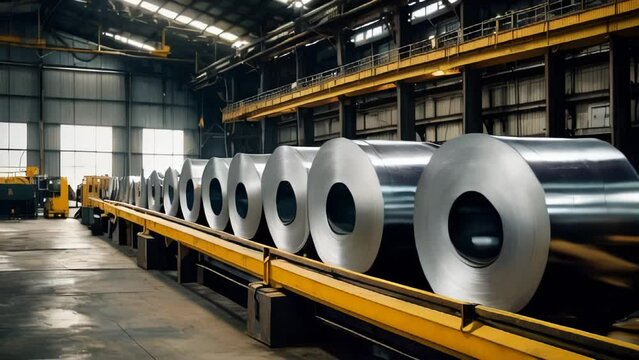 roll steel, stainless or galvanized steel coil inside factory or warehouse. Include overhead crane, hoist hook