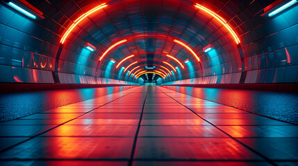 Subway tunnel entrance corridor with no people in it