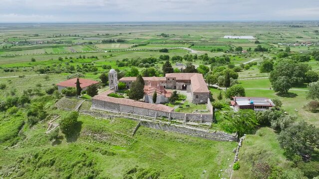 Apollonia Archaeological Park from a drone, Pojan, Albania