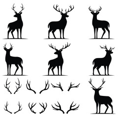 Deer vector silhouettes. Deer icon