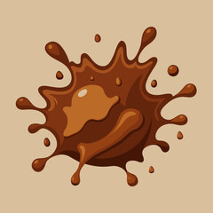 a-close-up-of-a-chocolate-splash-vector illustration-beige-background 