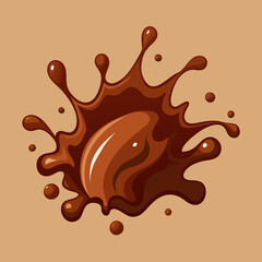 a-close-up-of-a-chocolate-splash-vector illustration-beige-background 