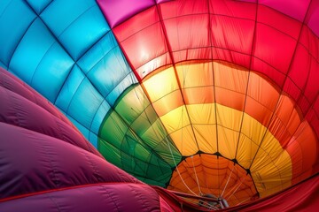 Fototapeta premium Closeup view of a colorful hot air balloon canopy with intricate details