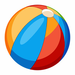 A cartoon colorful beach ball is displayed on a white background