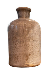 The old clay bottle on white, isolated